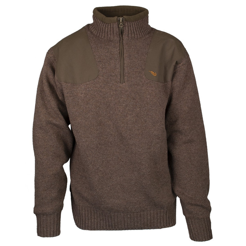 MPW Geridge Quarter Zip WindTamer Wool Sweater in Brown Color